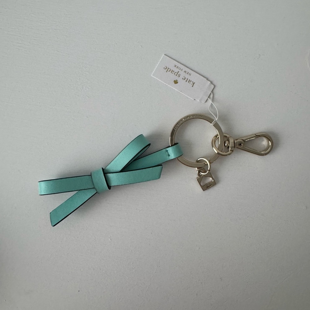 Kate Spade leather bow keychain - tiffany blue